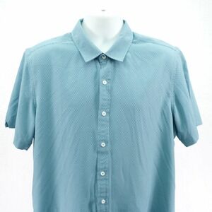 Thomas Sterling Men's Large Green Geometric Collared Button Up Dress Shirt